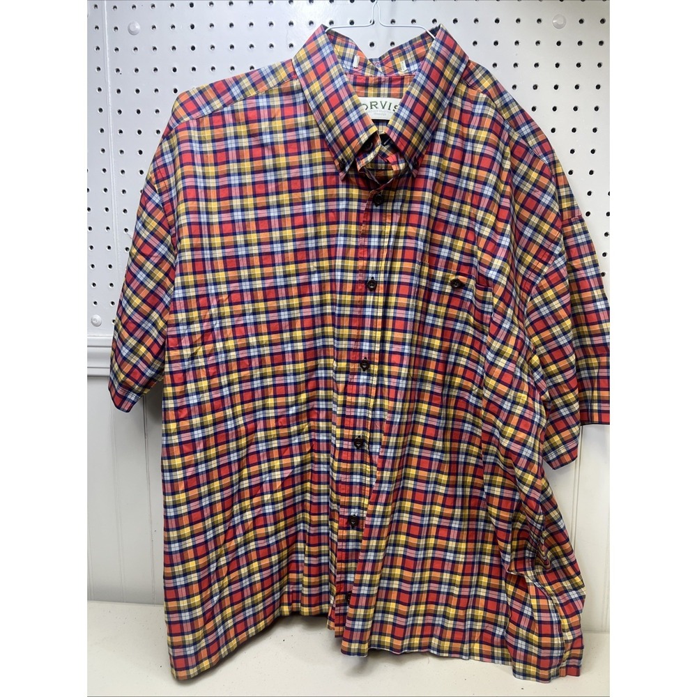 Orvis Button Up Shirt XXL Plaid‎ Multicolored